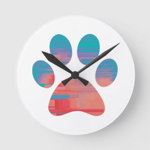 Paw Print Round Clock