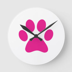 Paw Print Round Clock