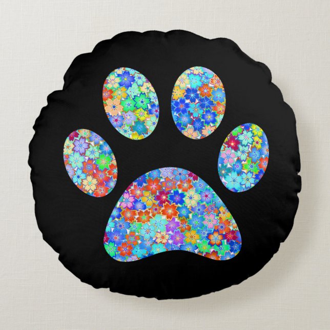 Paw Print  Round Cushion (Front)