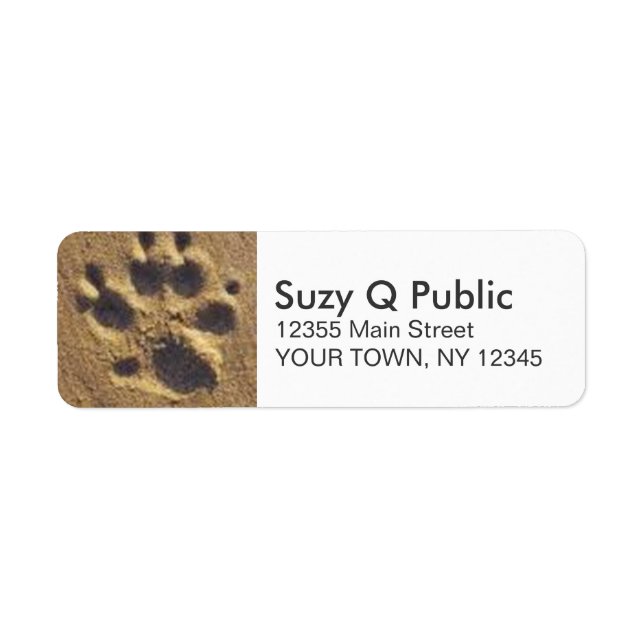Paw Print Sand Personal Address Labels (Front)