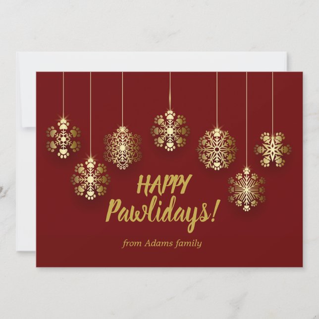 Paw print snowflakes in gold colour (Front)