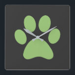 Paw Print   Square Wall Clock<br><div class="desc">Fun Paw Print design for animal lovers!</div>