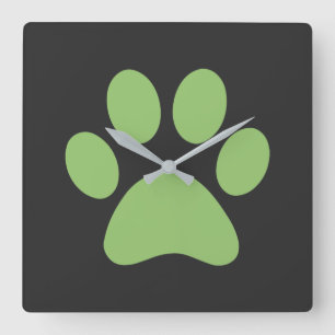 Paw Print Square Wall Clock
