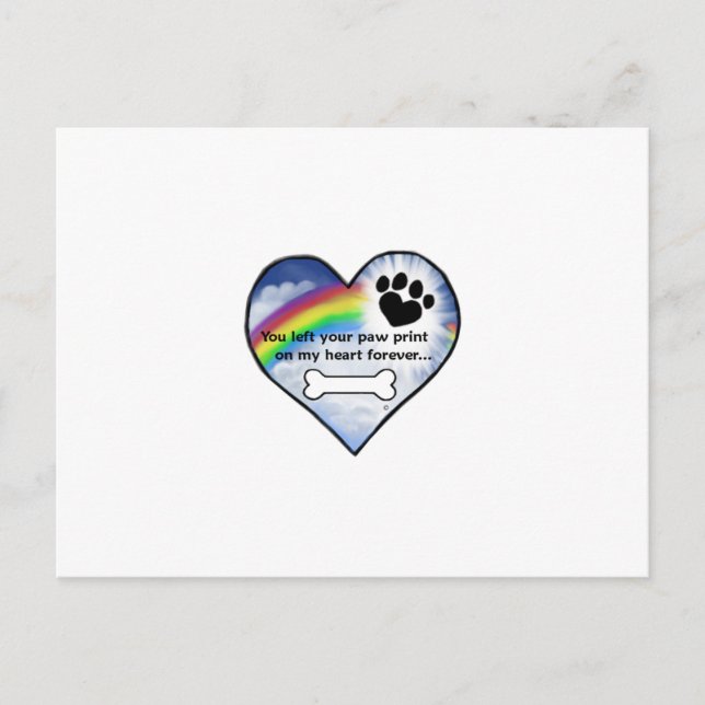 Paw Print Sympathy Poem Postcard (Front)