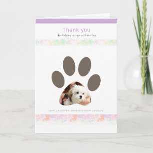 Paw Print thank you for caring pet loss Card
