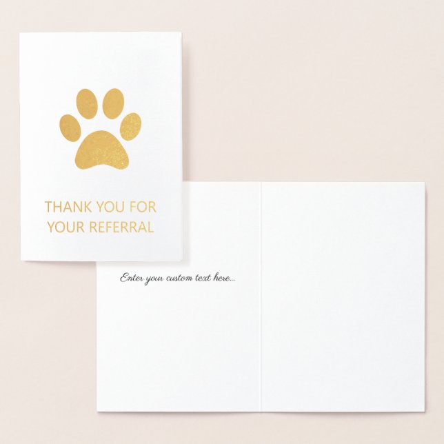 Paw Print Thank You for Your Referral Foil Card (Display)