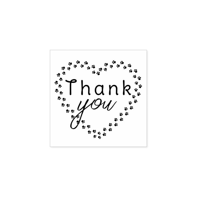 Paw Print Thank You  Rubber Stamp (Imprint)