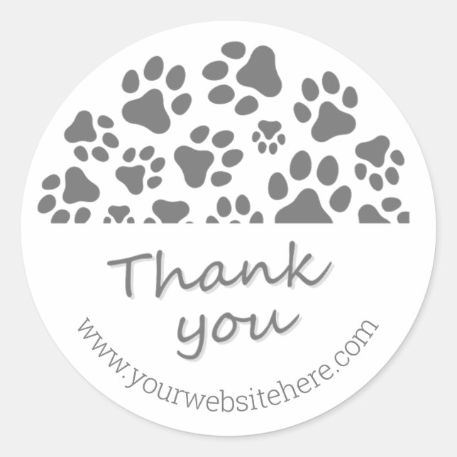 Paw Print Thank You Small Dog Business Stickers (Front)