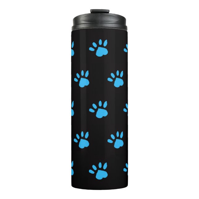 Paw Print Thermal Tumbler (Black & Blue) (Front)