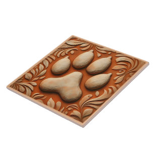 Paw Print Tile Design With Earthy Tones