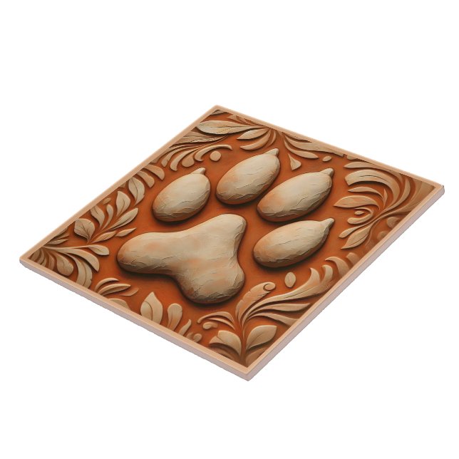 Paw Print Tile Design With Earthy Tones (Side)