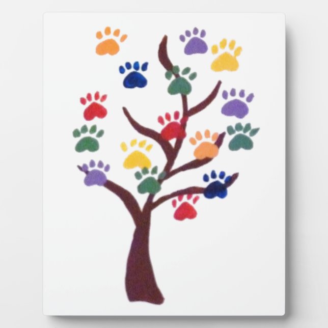 Paw Print Tree Design - Multi-Colour Plaque (Front)