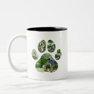 Paw Print Tribute with Pet Name and Photos Two-Tone Coffee Mug