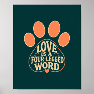 Paw Print Typography Pet Gift Poster