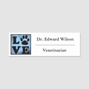 Paw Print Veterinarian Name Tag