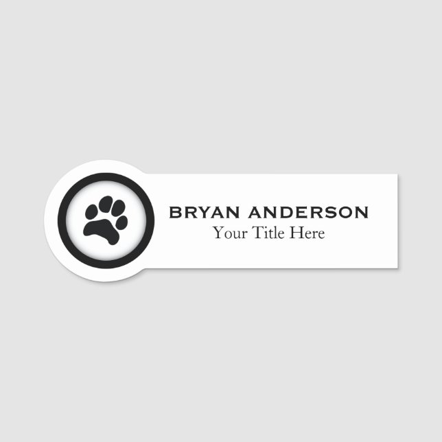 Paw Print Veterinarian Name Tag (Front)