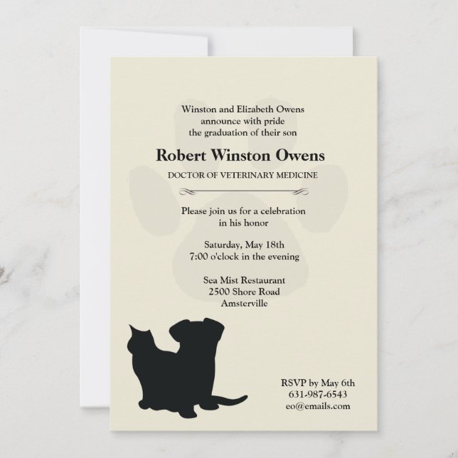 Paw Print Veterinary Graduation Invitation (Front)