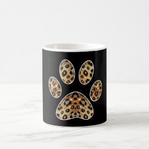 Paw Print with Gold & Black Leopard Sparkle Coffee Mug