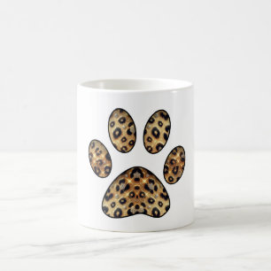 Paw Print with Gold & Black Leopard Sparkle  Coffee Mug