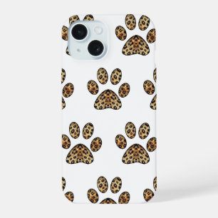 Paw Print with Gold & Black Leopard Sparkle iPhone 15 Case