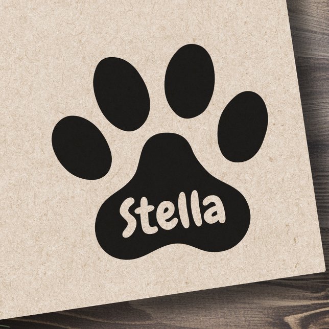 Paw print with personalised name signature rubber stamp (Paw print with personalized name signature rubber stamp)