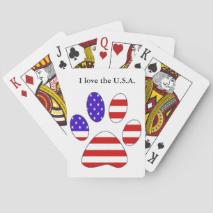 Paw Print with the American Flag Playing Cards