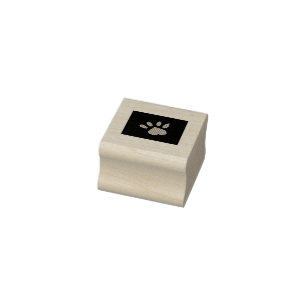 Paw Print Wood Stamp (Black & Blue)