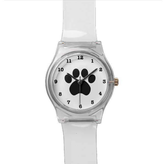 Paw Print Wrist Watch with Numbers (Close Up)