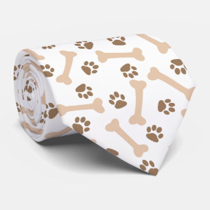Paw Prints and Bones in Browns Tie