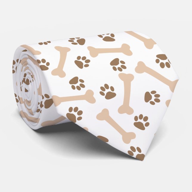 Paw Prints and Bones in Browns Tie (Rolled)
