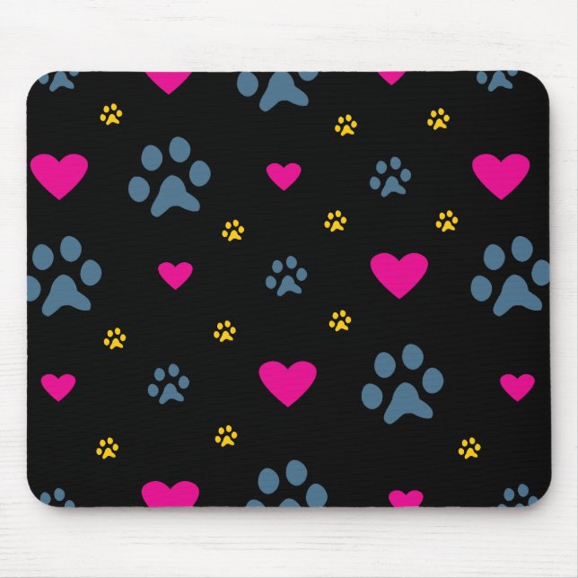 Paw Prints and Hearts Mouse Pad (Front)