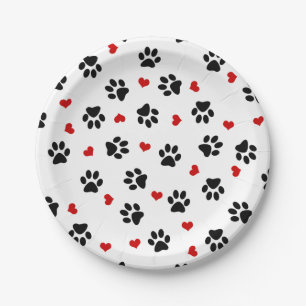 Paw Prints and Hearts Paper Plate