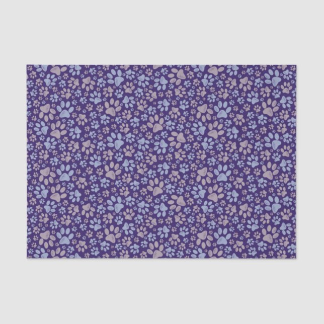 Paw Prints Animal Pattern in Purple and Pink Tissue Paper (Front)