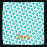 Paw Prints Aqua Blue Pet Name Orange Modern Fun Bandana<br><div class="desc">Artisan Paw Prints in Aqua Blue on white background with custom PET NAME in orange. Easy to personalise text,  text colour. Great Pet Bandanna for  ANY Pet,  dog,  cat,  family animals. Colourful,  modern,  Fun. Mix and match entire Pet Lover,  Pets,  Dog Collections by TMCdesigns.</div>