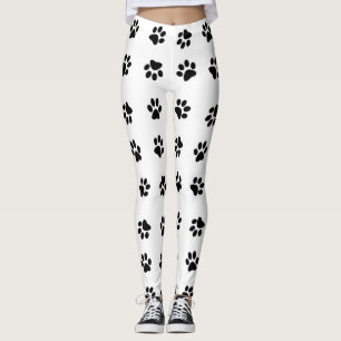 Paw Prints Art Leggings / Black and White