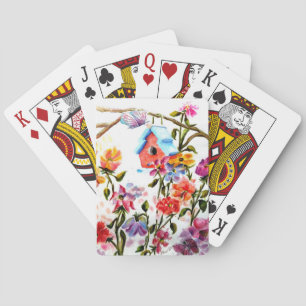 PAW PRINTS BIRD HOUSE PLAYING CARDS