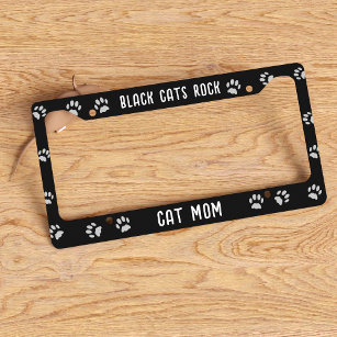 Paw Prints Black Cats Rock License Plate Frame