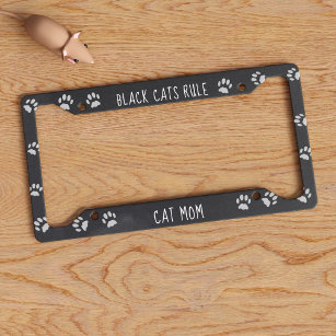 Paw Prints Black Cats Rule Custom Licence Plate Frame