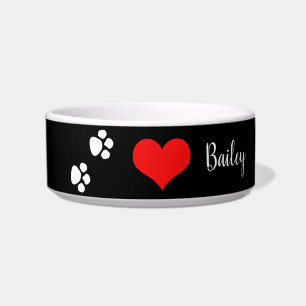 Paw Prints Black White Red Cute Monograms Gift Bowl
