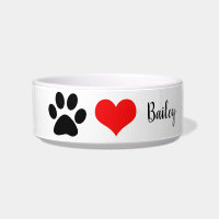 Paw Prints Black White Red Cute Monograms Trendy