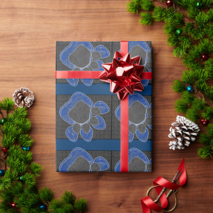 Paw Prints (blue n black) Wrapping Paper