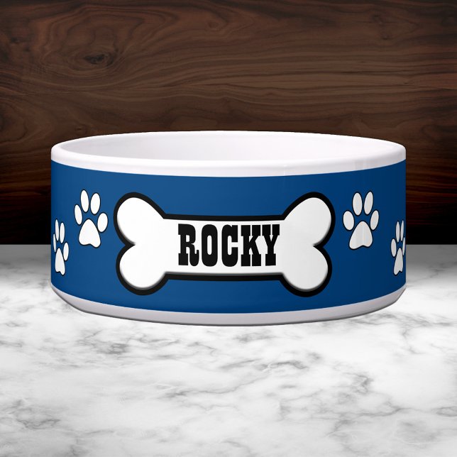 Paw Prints Blue Personalised Pet Bowl (Creator Uploaded)