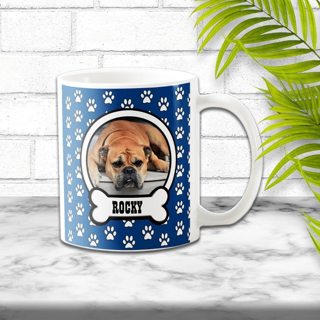 Paw Prints Blue Pet Photo Mug (Creator Uploaded)