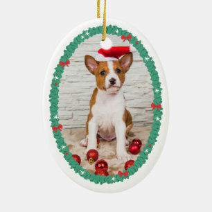Paw Prints & Bows Tree Puppy's First Christmas Ceramic Ornament
