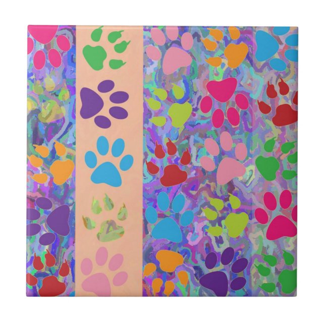 Paw Prints Ceramic Tile (Front)