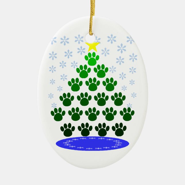 Paw Prints Christmas Tree Ornament (Front)