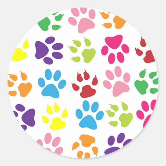Paw Prints Classic Round Sticker (Front)