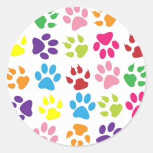 Paw Prints Classic Round Sticker