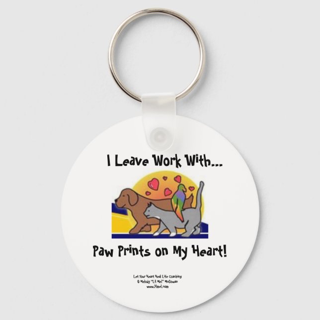 Paw Prints Coloured Keychain (Front)