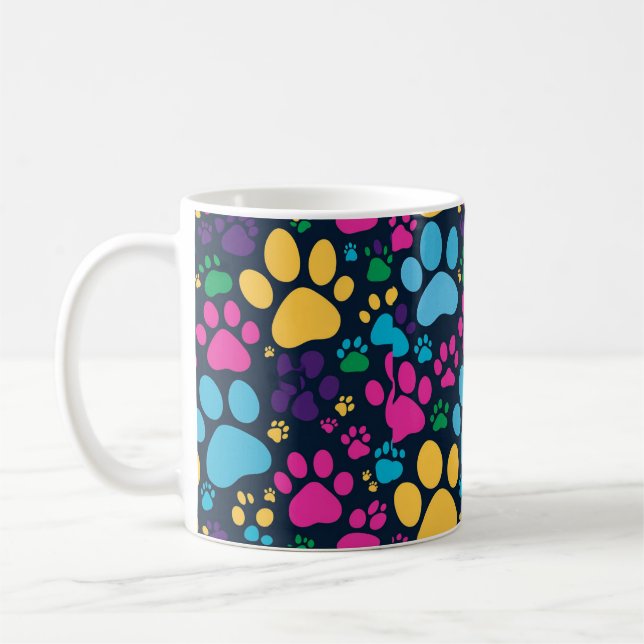 paw prints colourful pattern  coffee mug (Left)